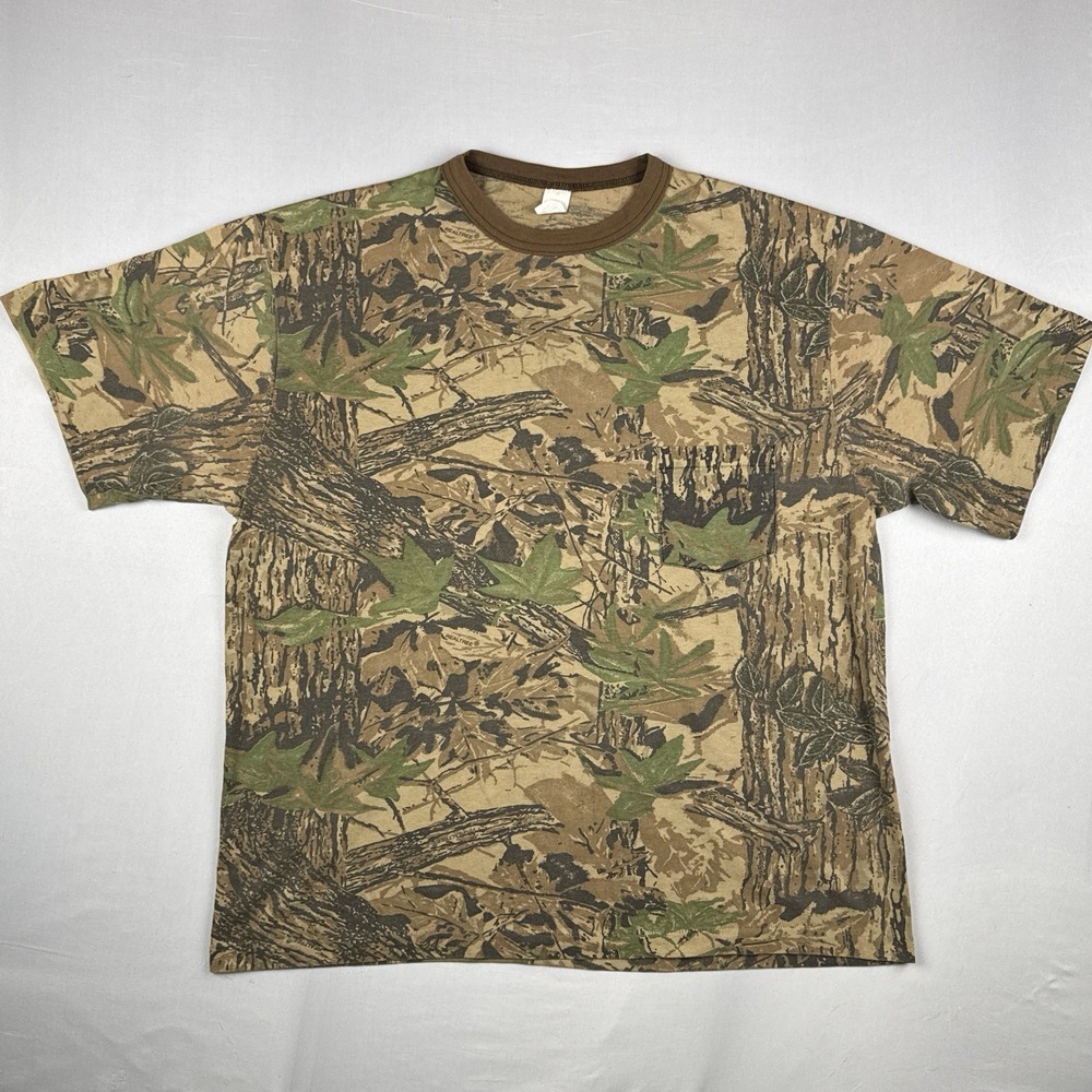 Vintage 90s Realtree Camo Pocket T-Shirt USA Single Stitch Size 2XL